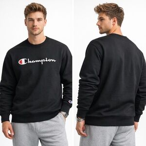 Champion Black Crewneck Sweatshirt Men’s XL Logo Spellout